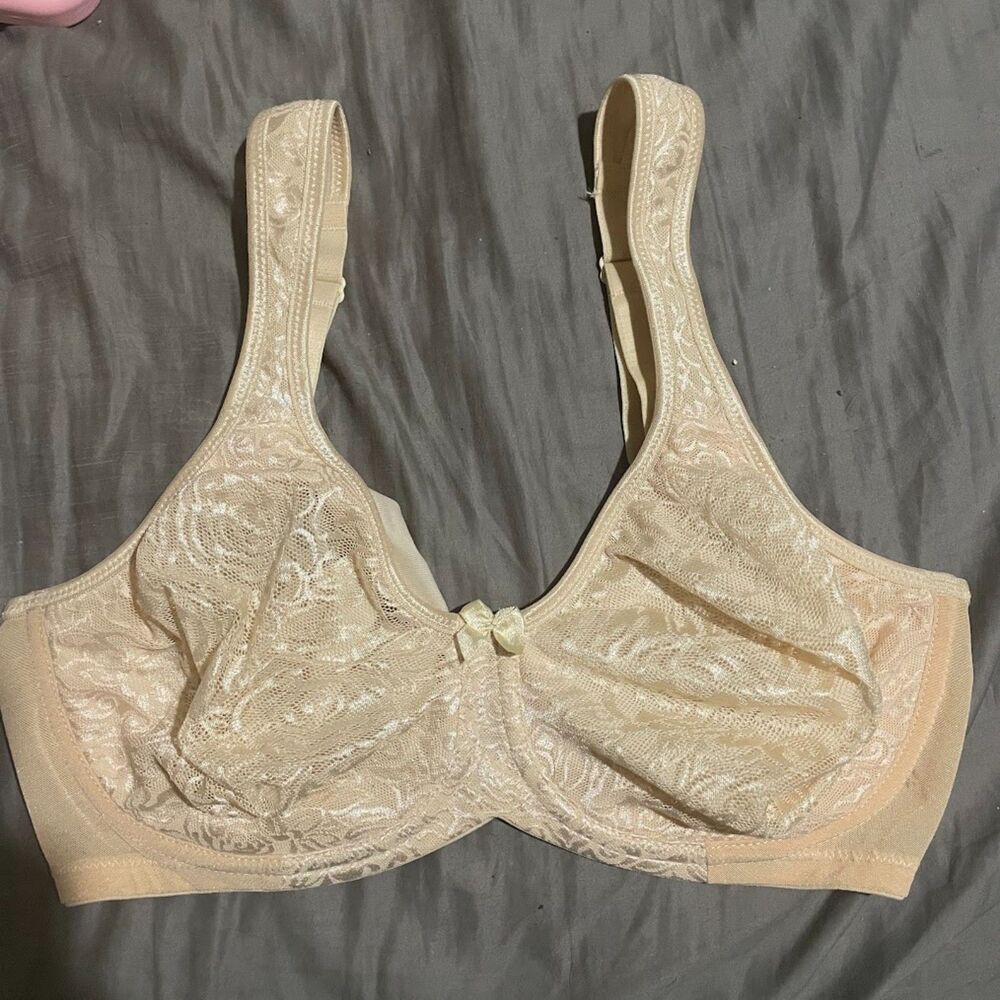 BREEZIES WILD ROSE LACE Underwire Bra 34DD Beige A260366